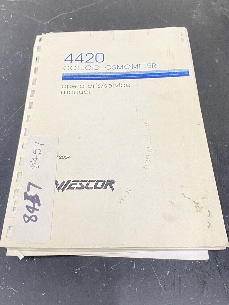 Wescor 4420 Colloid Osmometer - User Guide / Manual / Instructions Book