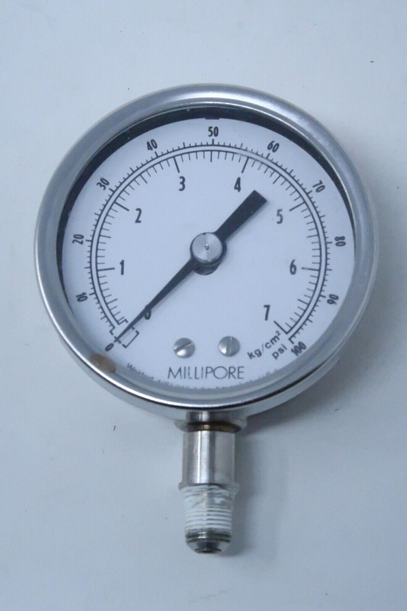 Millipore Pressure Gauge 0-100 psi, 0-7 Bar, Stainless Steel