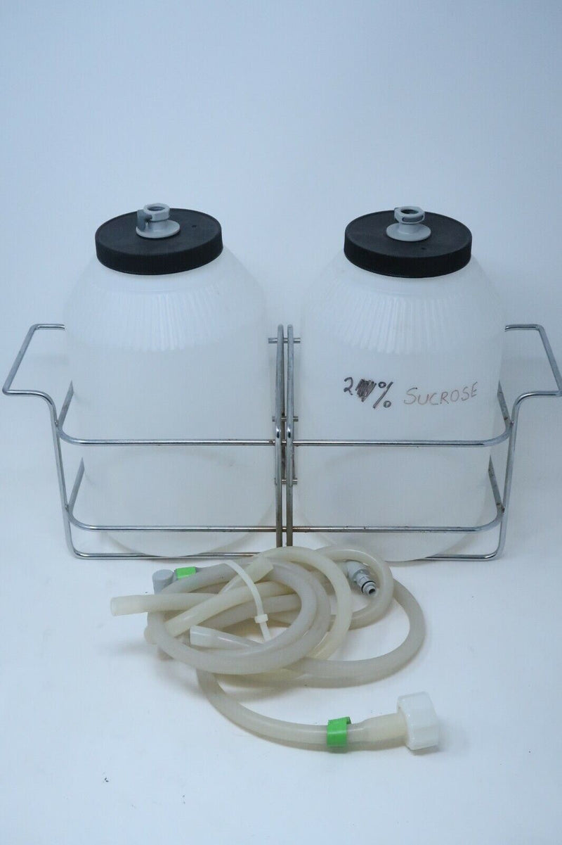 2X Laboratory Washer Bottles with Caps, Quick Connector, Tubing & Metal Tray