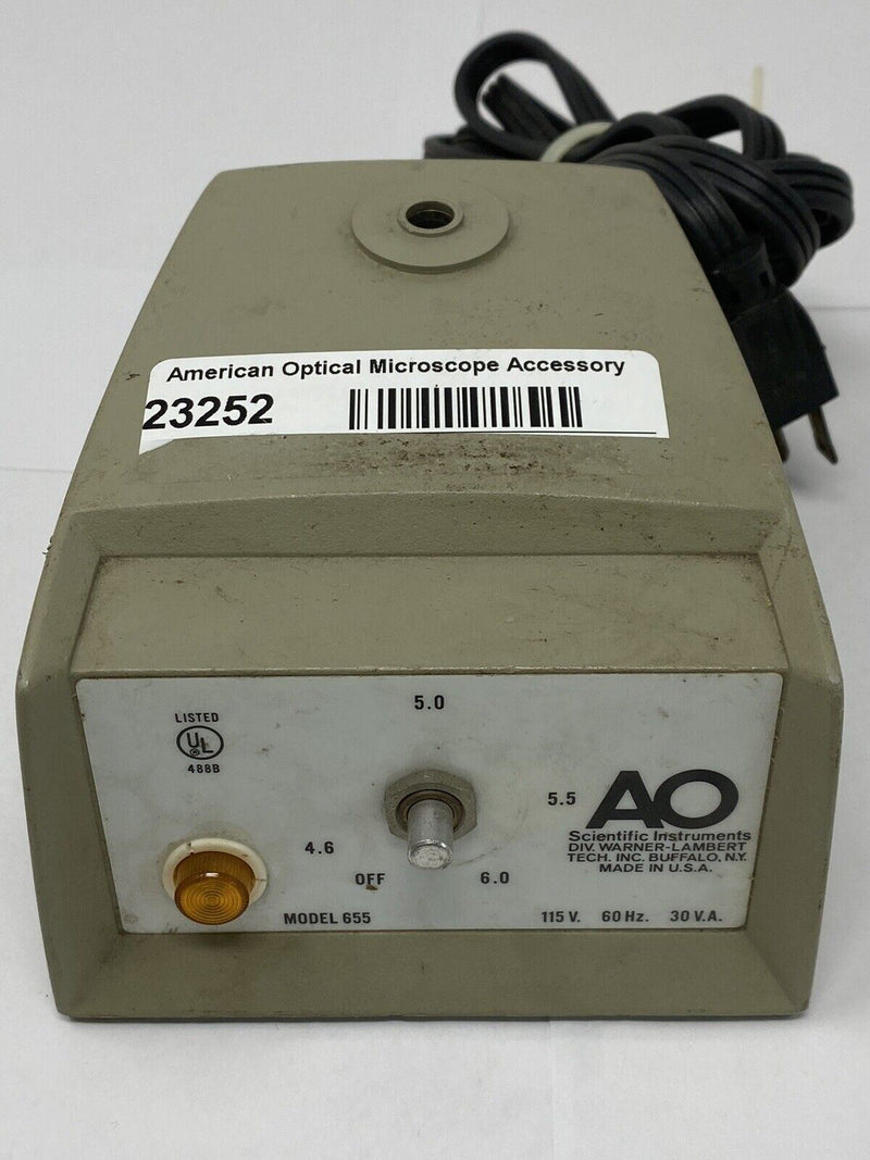 AO American Optical Model 655 Vintage Microscope Illuminator Light Power Supply