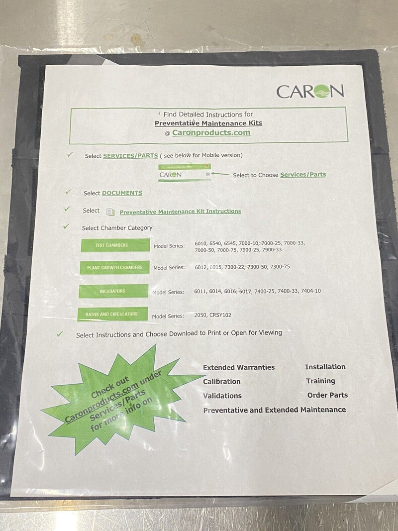 Caron Environmental - Preventative Maintenance Kit  Instructions