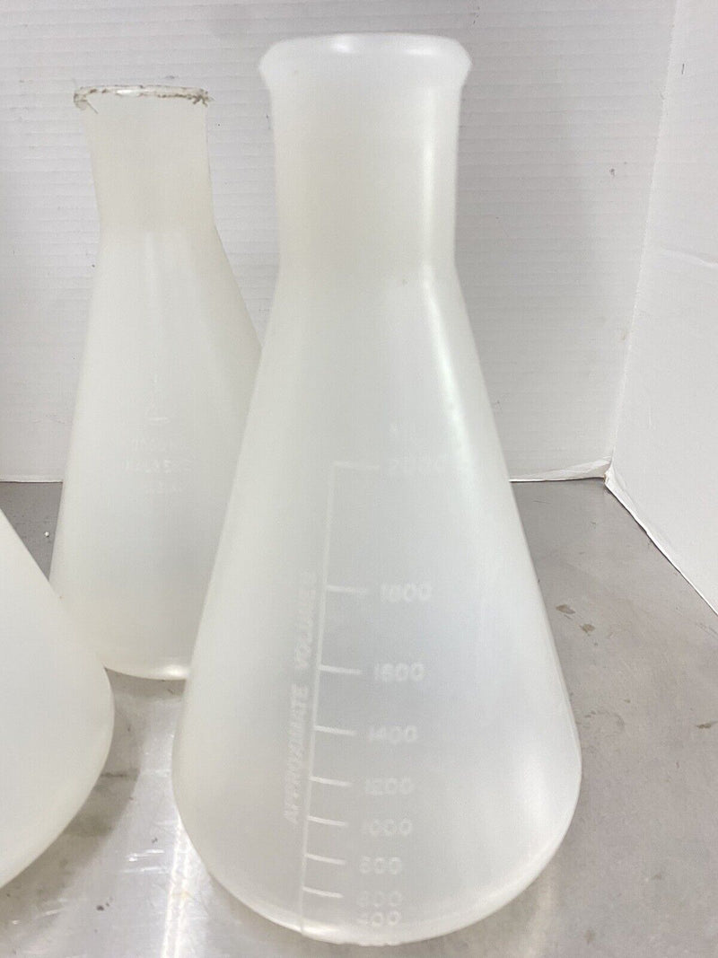 3x Nalgene Laboratory Plastic Erlenmeyer 2L Bottle