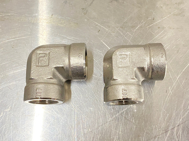 Lot 2pcs - Parker 90 Elbow Compression Fittings Stainless Steel 316 TF58