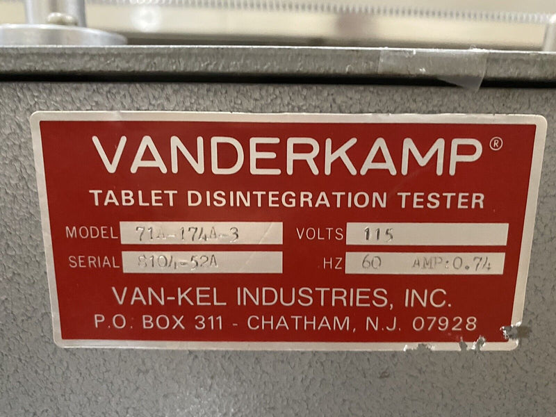 VanKel 71A-174A-3 Vanderkamp Tablet Disintegration Tester, 115V