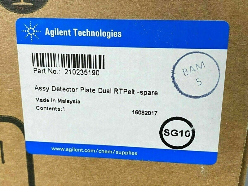 Agilent Technologies p/n 210235190, Assembly Detector Plate Dual RTPelt, (Spare)