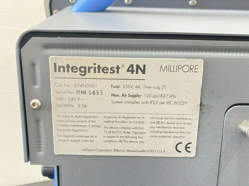 Millipore XIT4N0001 Integritest 4N Filter Integrity Tester