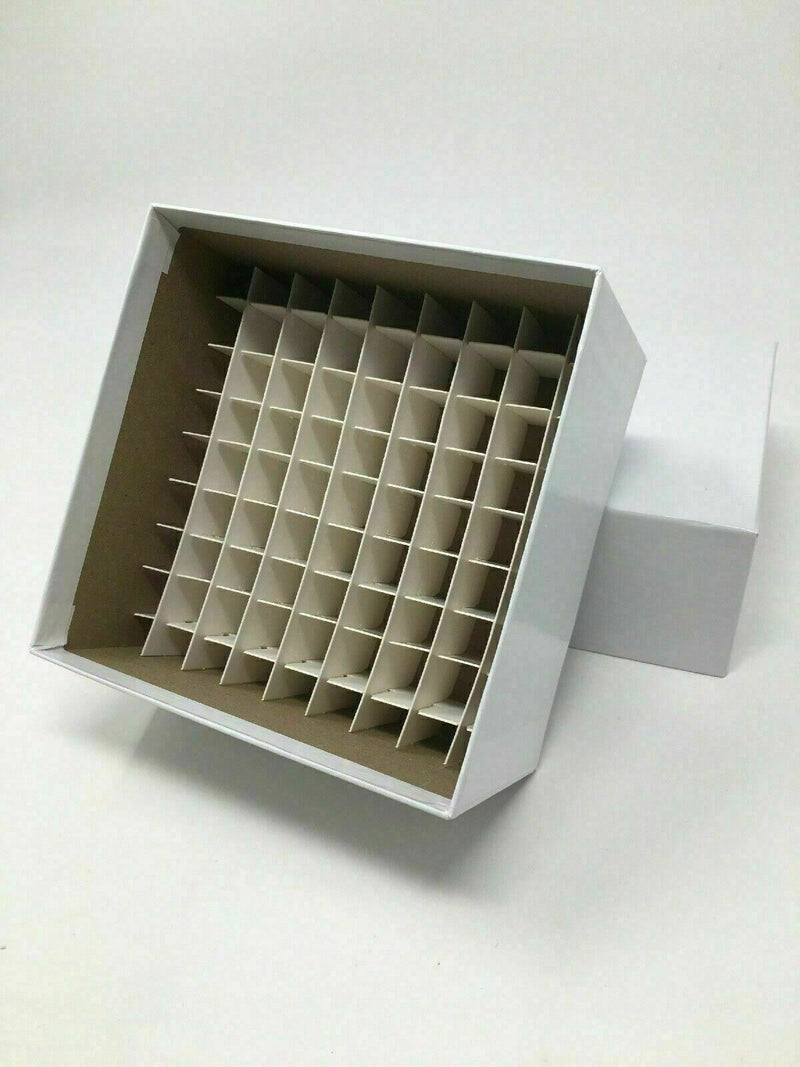 38 NEW Laboratory Cryo White Cardboard Freezer Boxes with Divider for 81 Samples