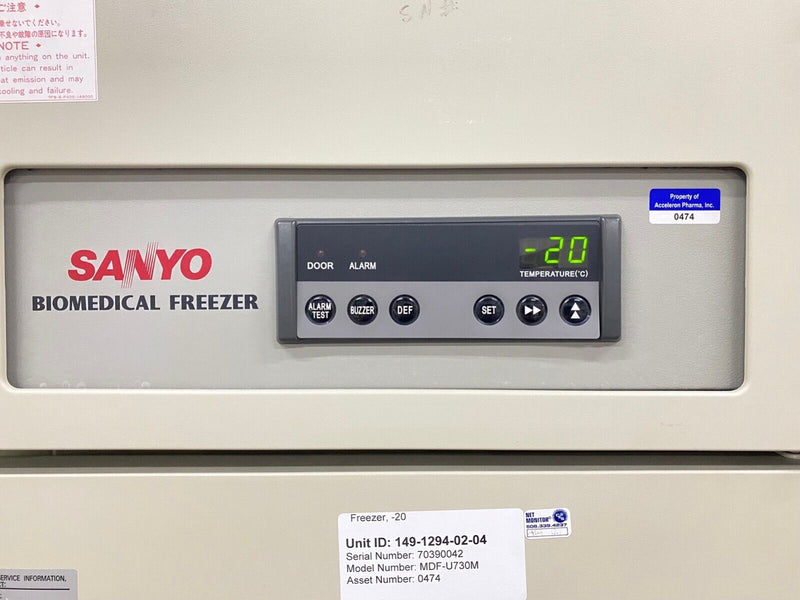 Sanyo MDF-U730M Biomedical [-20°C to -30°C] Laboratory Freezer Upright, 115V
