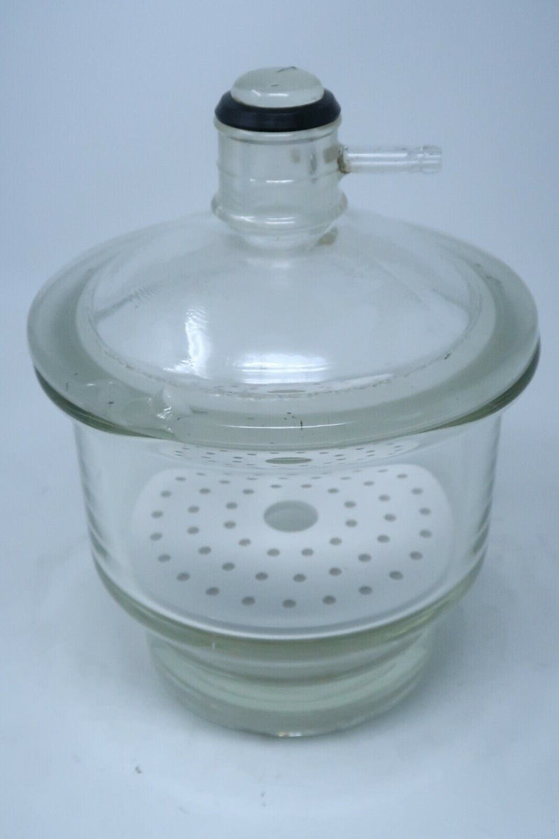 Pyrex 160mm I.D. (~6-1/2") Glass Laboratory Desiccator & Ceramic Plate Insert