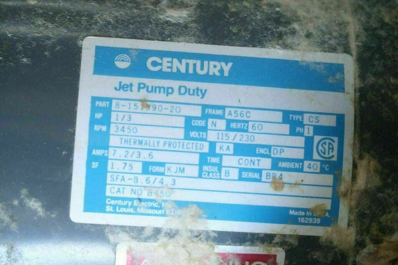 Century Jet Pump Duty 8-151990-20, Industrial Mixer