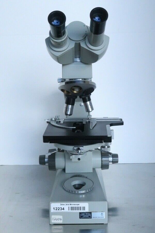 Carl Zeiss Jena Ergaval Vintage Compound Binocular Microscope 10X 40X Objectives