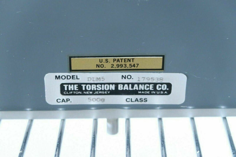 The Torsion Balance Co. Model: DLM5, 500g Mechanical Balance, 2-Pan Scale