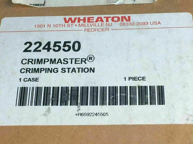 New Wheaton 224550 Crimper Crimpmaster Pneumatic Crimping & Decapping Station