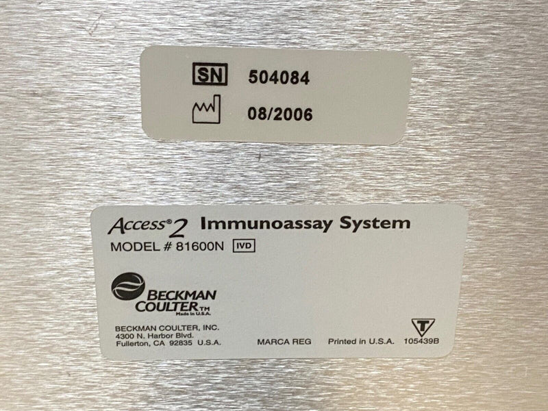 Beckman Coulter Access 2 Immunoassay Analyzer, Model: 81600N