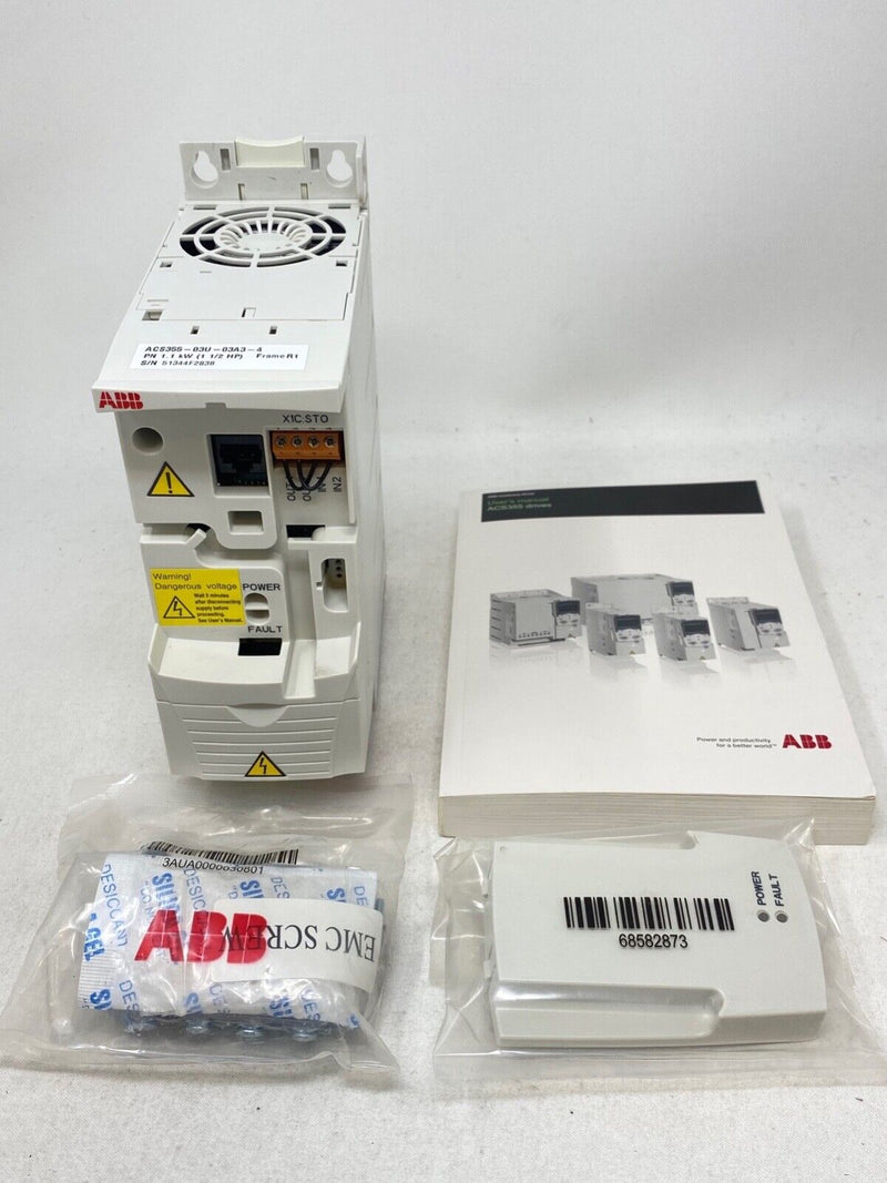 New ABB ACS355-03U-03A3-4 AC Drive 1.5HP, 3pH, 0-500Hz, 480V,