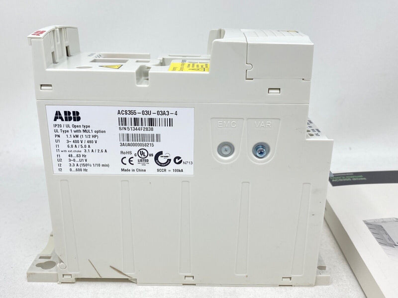 New ABB ACS355-03U-03A3-4 AC Drive 1.5HP, 3pH, 0-500Hz, 480V,