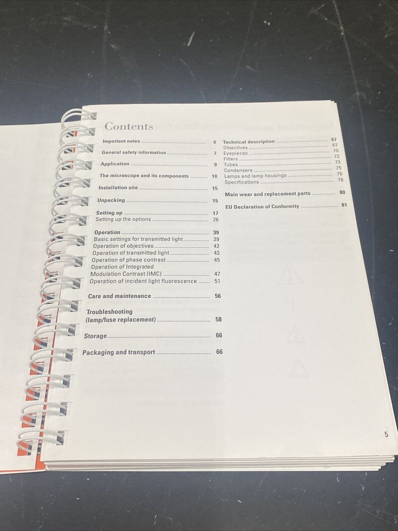 Leica DM IL microscope - Instruction Book / Manual / User Guide