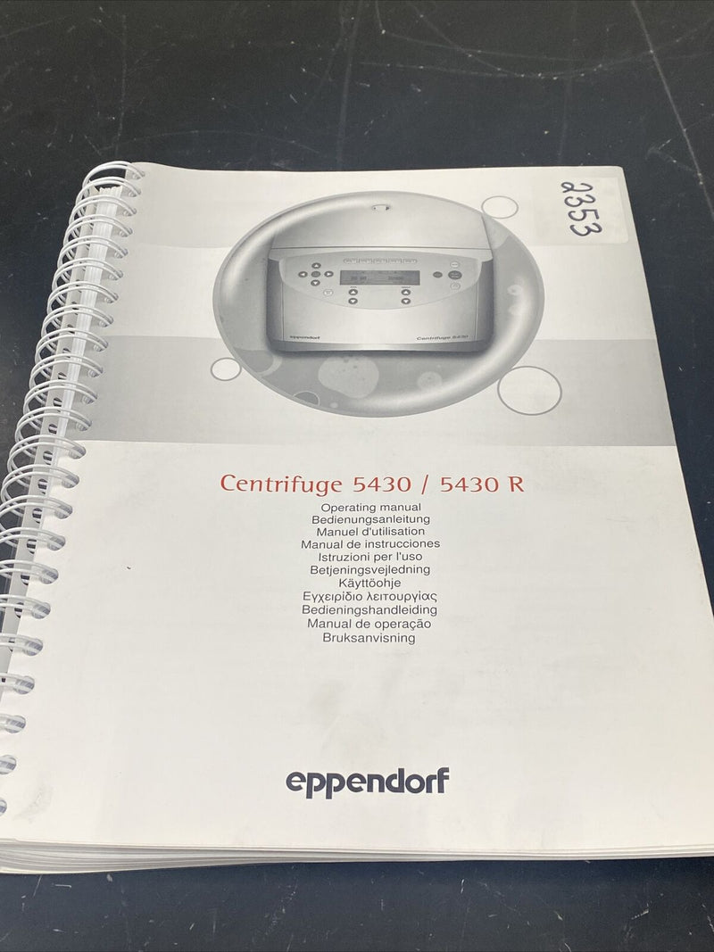 Eppendorf centrifuge 5430/5430R - Instruction Book / Manual / User Guide