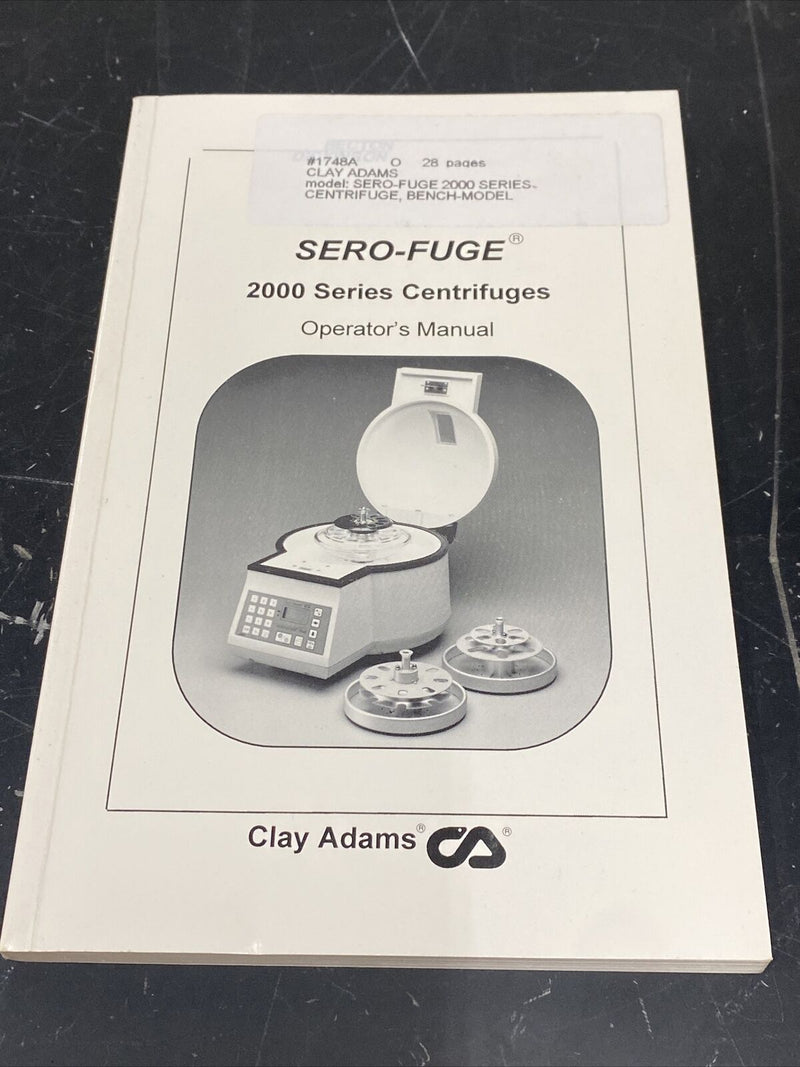 Clay Adams sero-fuge 2000 series centrifuges - Manual / User Guide