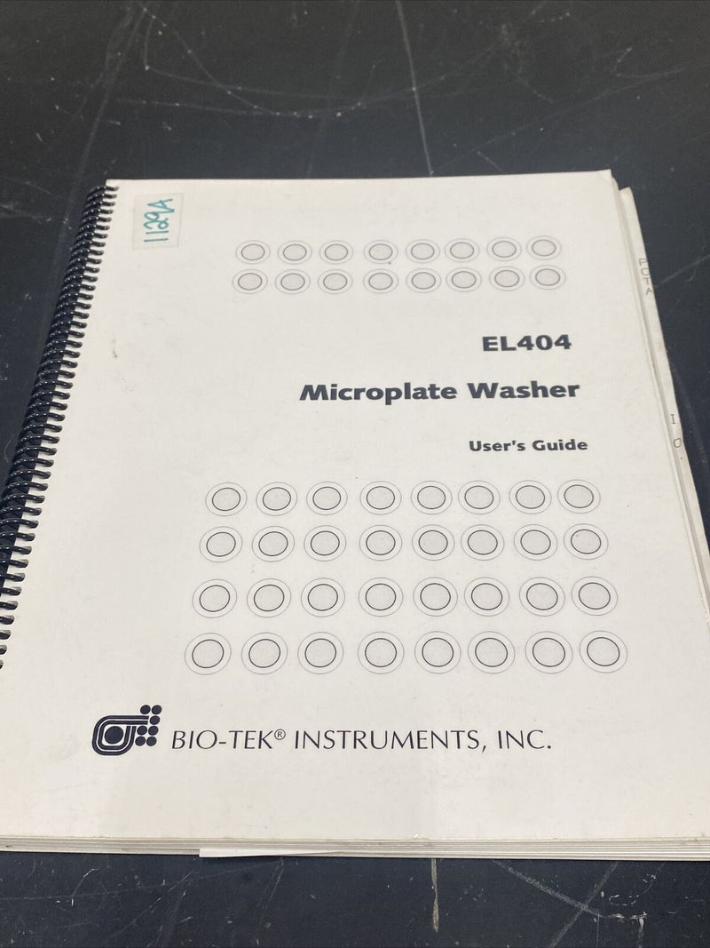 Bio-Tek instruments EL404 microplate washer - Instruction Book / User Guide