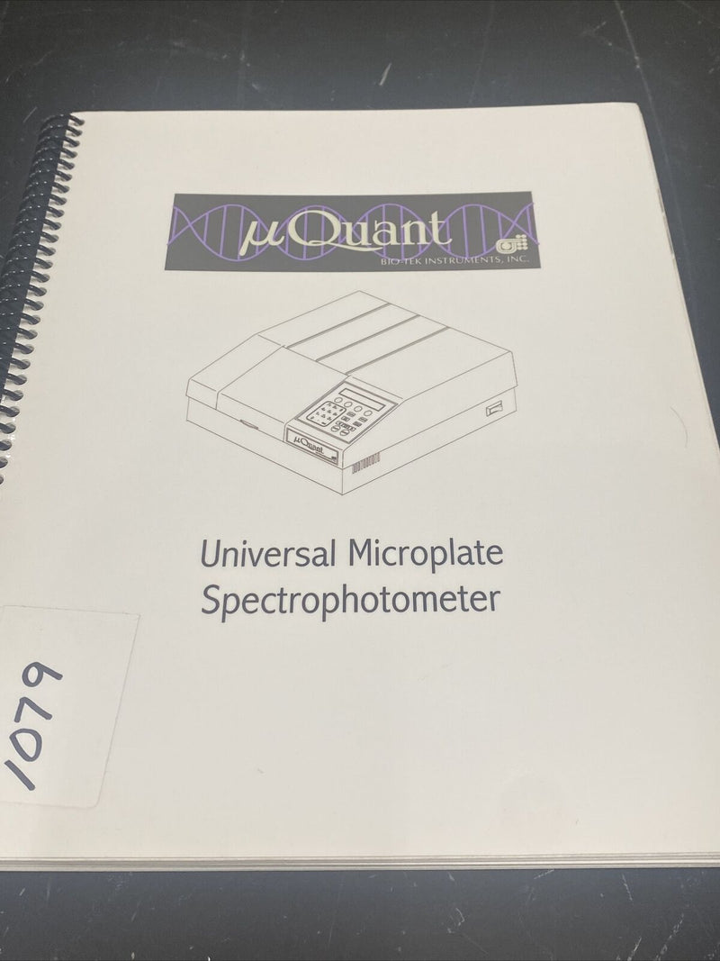 uQuant Bio-Tek universal microplate spectrophotometer  - Manual / User Guide