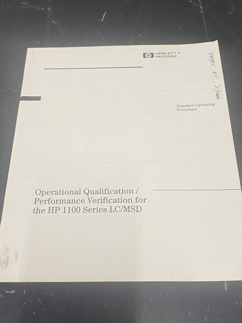 Hewlett Packard operational qualification for HP 1100 series LC/MSD - Manual