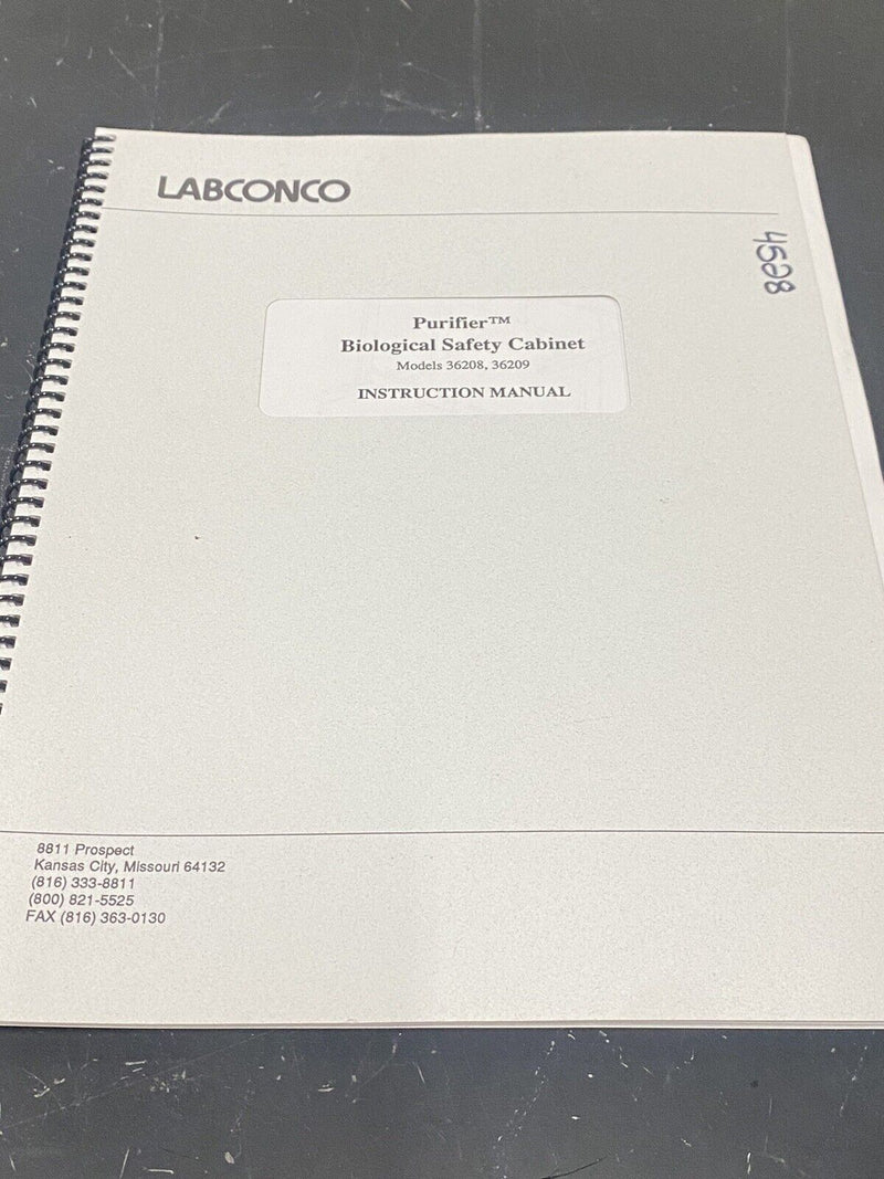 Labconco purifier biological safety cabinet 36208 36209 - User Guide / Manual