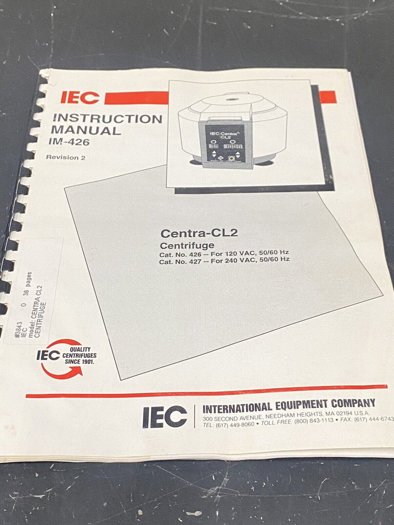 IEC IM-426 centra CL2 centrifuge - User Guide / Manual