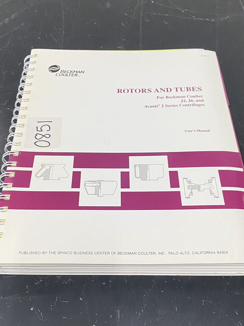 Beckman coulter Rotors & tubes avanti - Instruction Book / User Guide / Manual