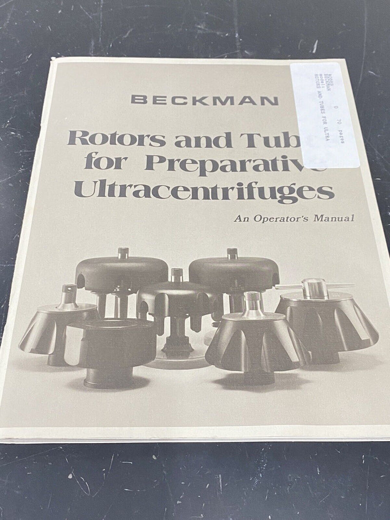 Beckman coulter Rotors & tubes ultracentrifuge - Instruction Book / User Guide