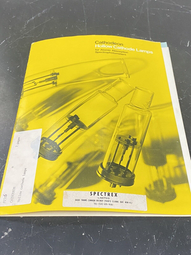 Spectrex hollow cathode lamps - Instruction Book / User Guide