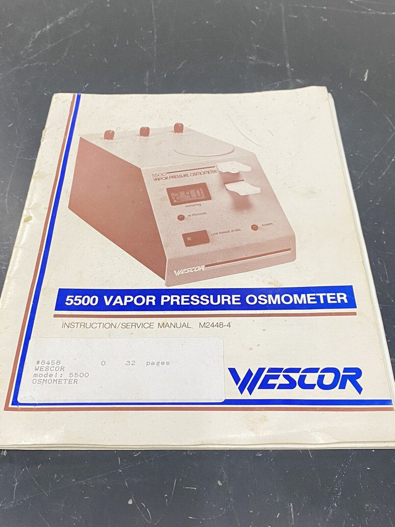 Wescor 5500 vapor pressure osmometer - Instruction Book / User Guide