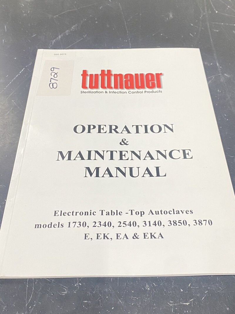 Tuttnauer autoclave - Instruction Book / User Guide