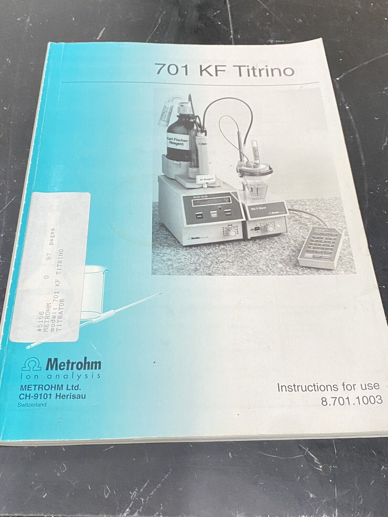 Metrohm 701 KF Titrino - User Guide / Manual / Instructions Book
