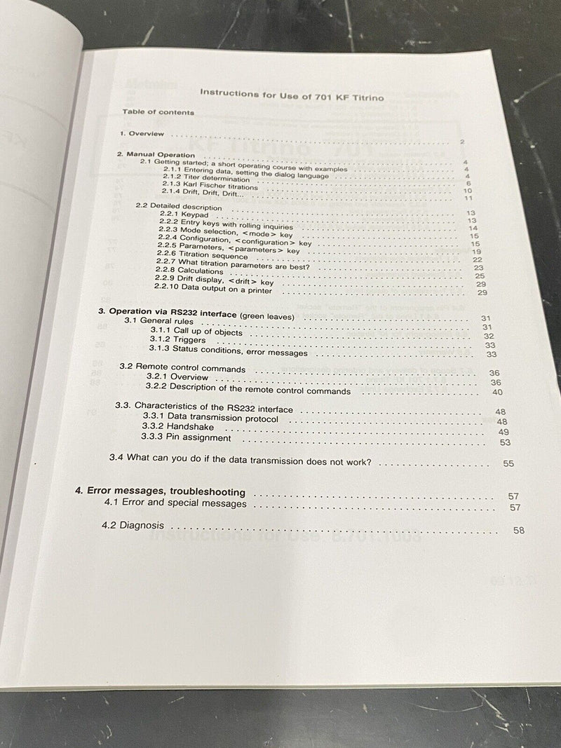 Metrohm 701 KF Titrino - User Guide / Manual / Instructions Book