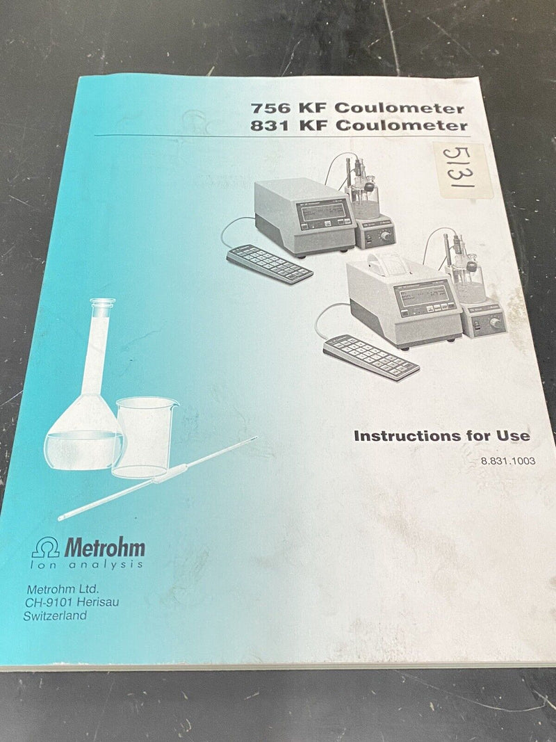 Metrohm 756 831 KF Coulometer - User Guide / Manual / Instructions Book