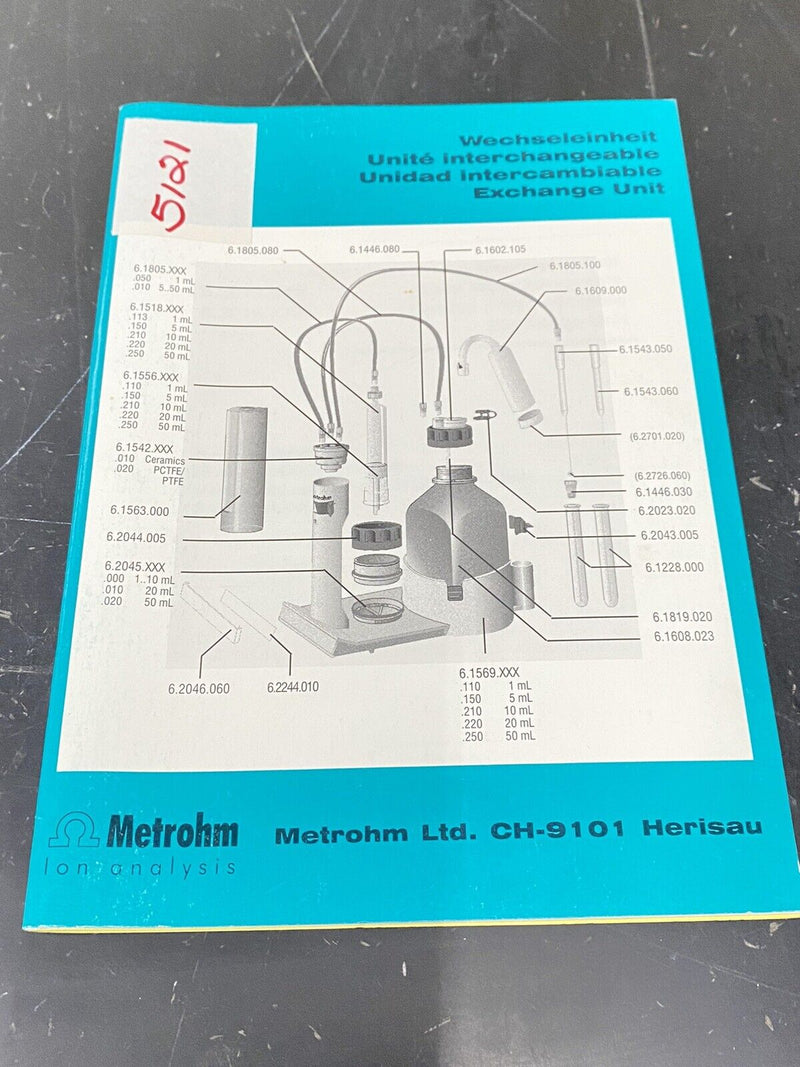 Metrohm Exchange Unit - User Guide / Manual / Instructions Book