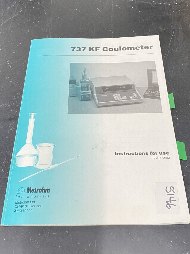 Metrohm 737 KF Coulometer - User Guide / Manual / Instructions Book