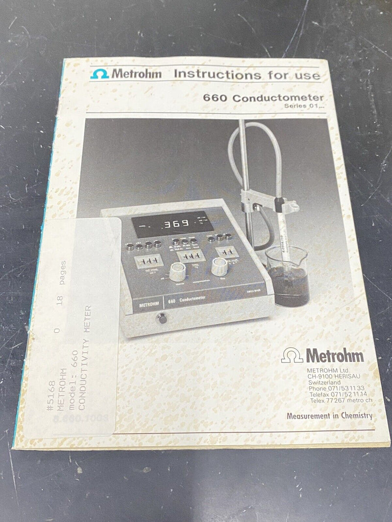 Metrohm 660 Conductometer - User Guide / Manual / Instructions Book