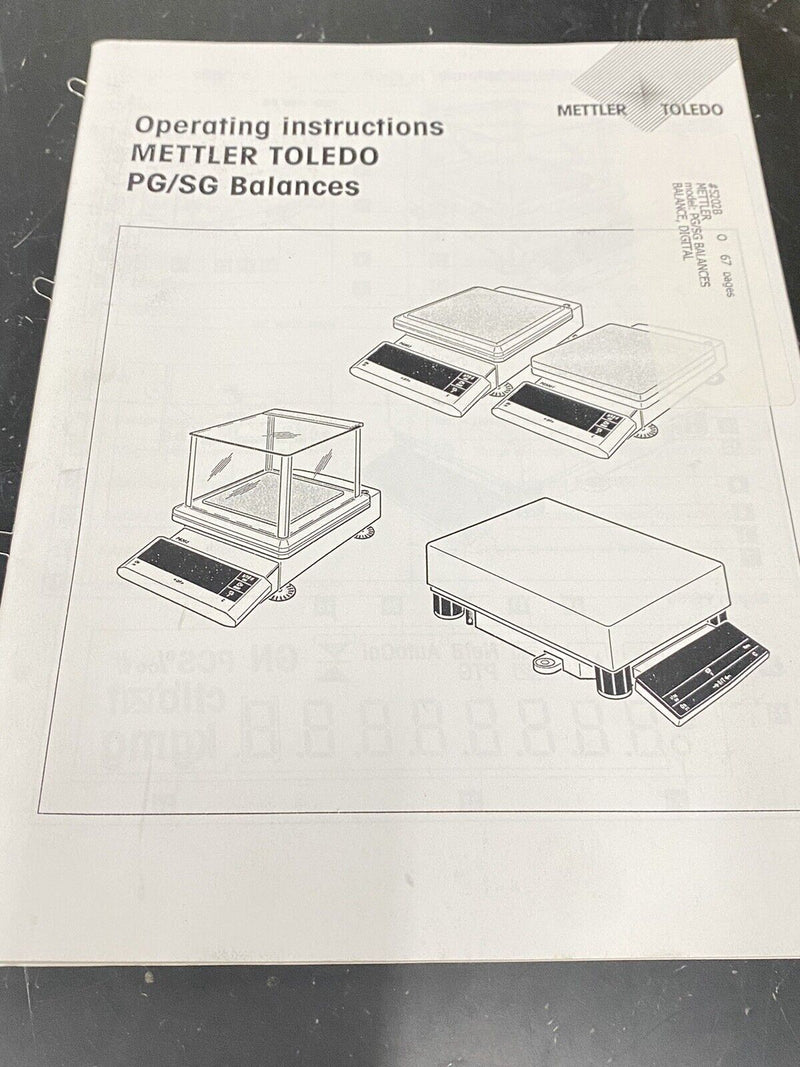 Mettler Toledo PG-SG Balance - User Guide / Manual / Instructions Book
