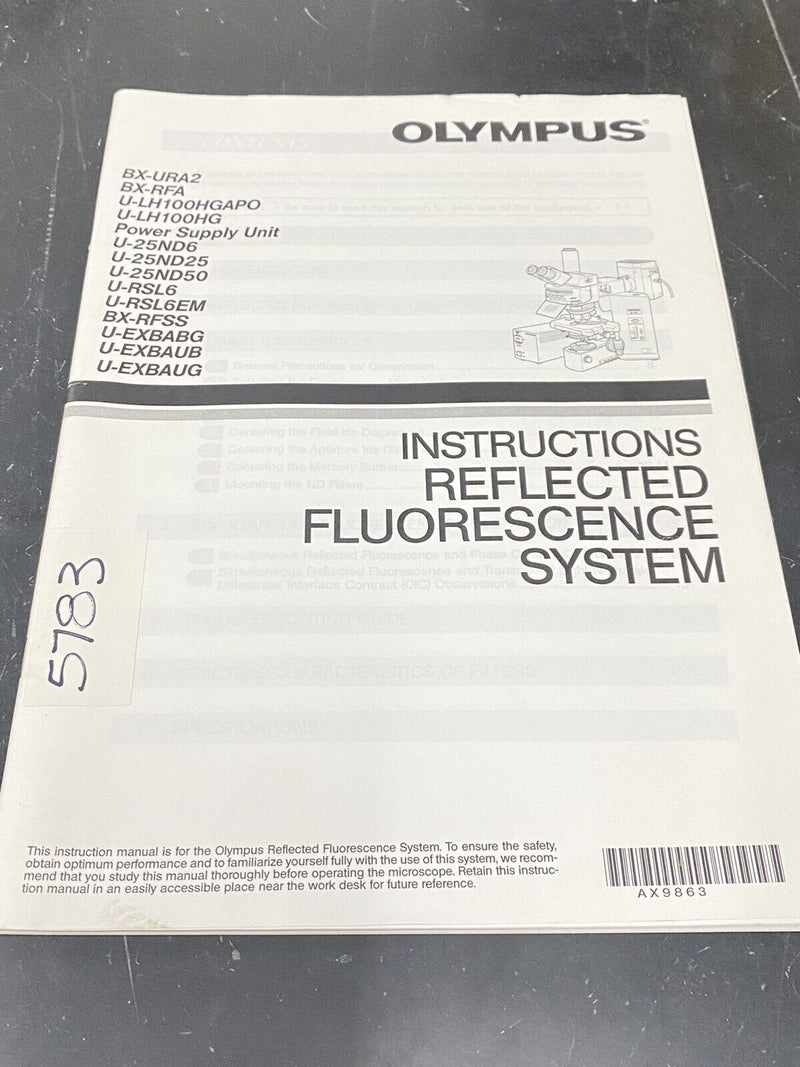Olympus Reflected Fluorescence System - User Guide / Manual / Instructions Book