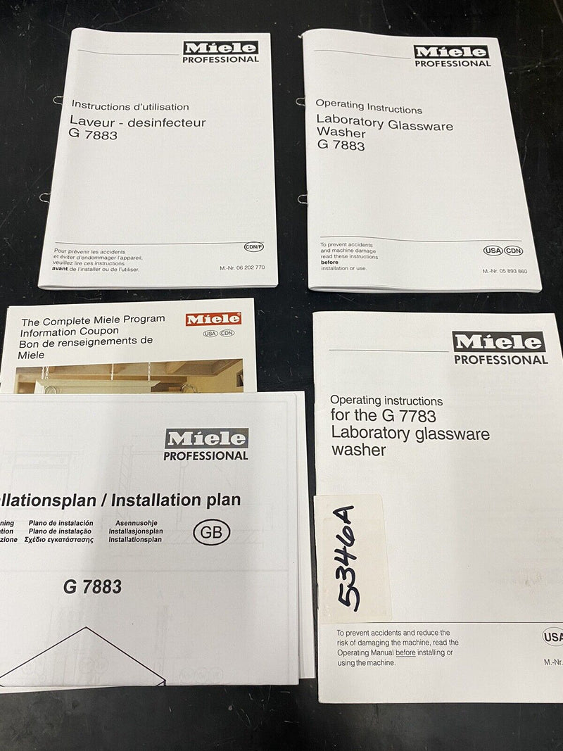 Miele Laboratory Glassware Washer G7883 G7783 - User Guide / Instructions Book