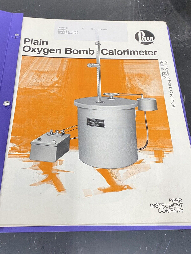 Parr Plain Oxygen Bomb Calorimeter - User Guide / Manual / Instructions Book