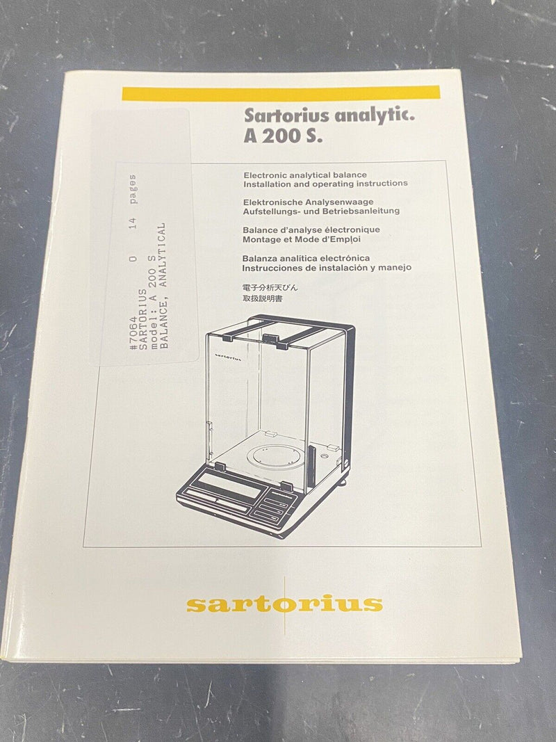 Sartorius Analytic A200S Balance - User Guide / Manual / Instructions Book