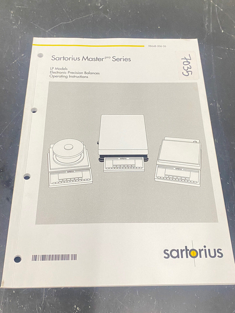 Sartorius Master Pro LP Model Balance - User Guide / Manual / Instructions Book