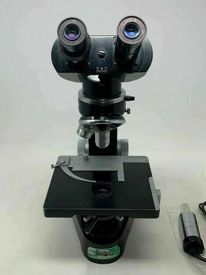 Leitz Wetzler Laborlux Binocular Microscope w/ 3.5X & 10X Objectives + Condenser