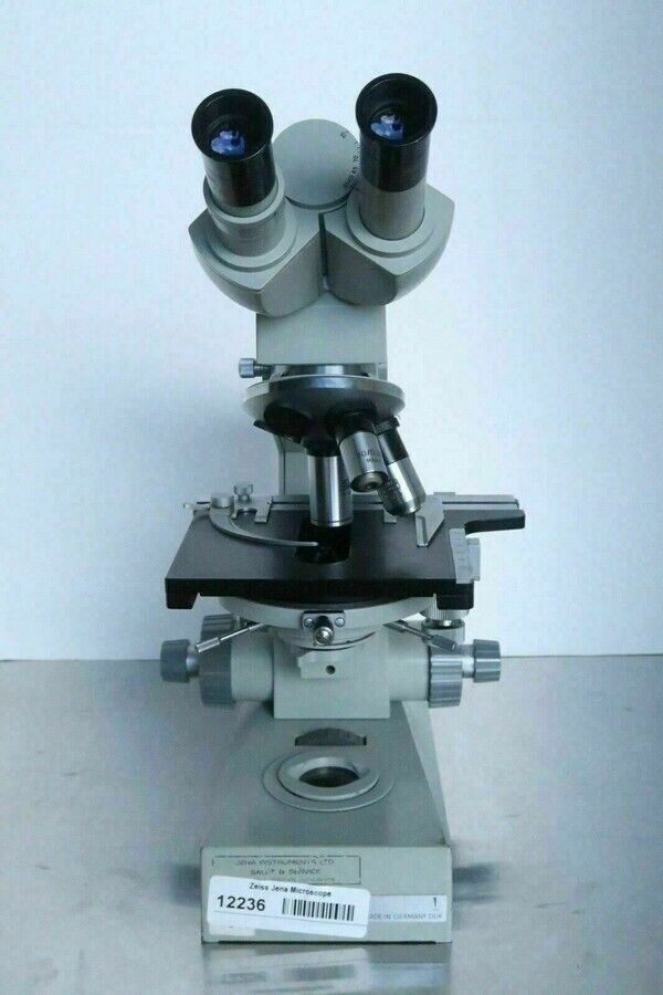 Carl Zeiss Jena Ergaval Vintage Compound Binocular Microscope with 10X 40X 100X