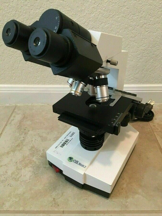 PSS Select Laboratory Compound Binocular Microscope + 4X 10X 40X 100X Objectives