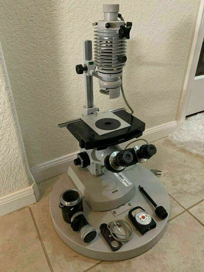 Carl ZEISS Opton Vintage Inverted Microscope, 3X Objectives & 476005-9901 Camera