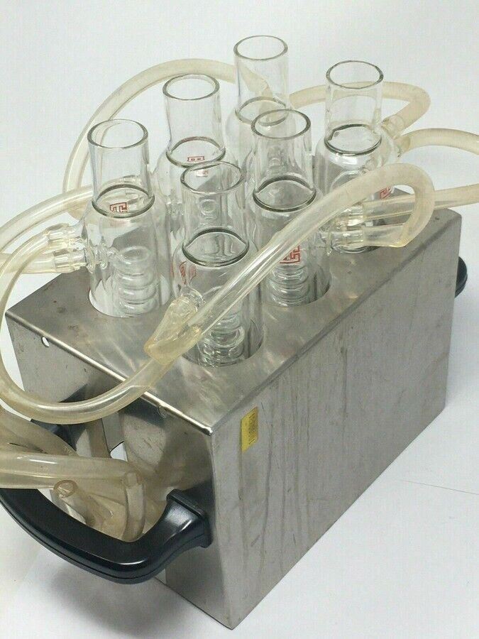 Tecator DS-6 Kjeldahl Distillation Rack with 6X Glass Evaporator Coil Tubes